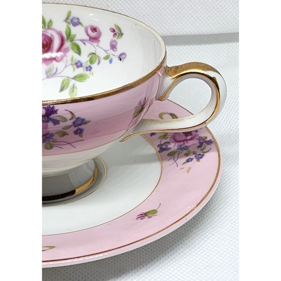 Pink Floral Gold Trim N-C-349 Vintage Teacup & Saucer - Elegant Collectible Set - Picture 8 of 14